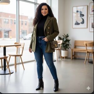 Lane Bryant Khaki Jacket with Gold Buttons